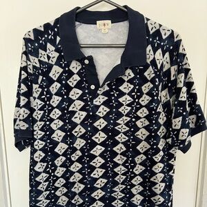 J. Crew Navy and White Patterned Men's Shirt